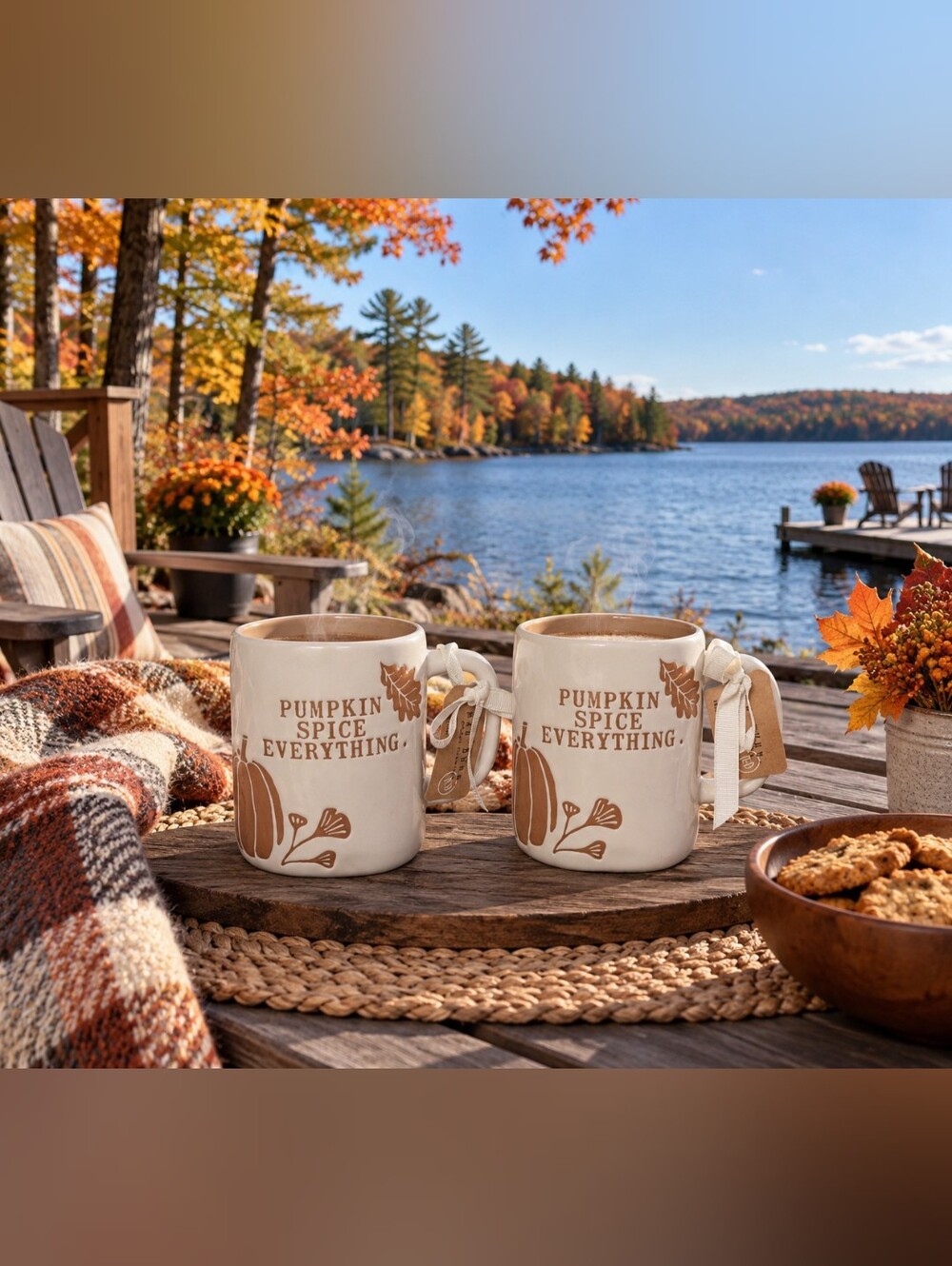 SET OF 2 RAE DUNN PUMPKIN SPICE EVERYTHING MUGS